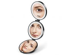 Lurrose Taschenspiegel handspiegel mit licht Schminkspiegel mit LED Beleuchtung 1X / 5X/ 10X Vergrößerung Kosmetikspiegel USB-Ladevorgang Klappbarer Kompakt Tragbarer Spiegel