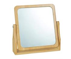 Relaxdays Kosmetikspiegel, 360° schwenkbar, eckig, stehend, zum Schminken, HBT 27x26,5x7 cm, Tischspiegel, Bambus, natur
