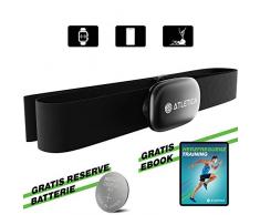 Atletica Sport Brustgurt, EKG-genaue Messung von Herzfrequenz, Puls, Kalorienverbrauch. Kompatibel mit Garmin und Polar Uhren sowie zu über 100 Fitness Apps und Cardiogeräte Hersteller, 3J Garantie