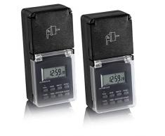 SEBSON® 2X Zeitschaltuhr Außen, digital programmierbar, Wochen Timer, 24h Timer, Zufalls-Funktion, minutengenau, Tages-Zeitschaltuhr, max. 3600W
