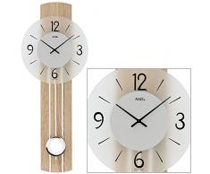 trendige moderne Pendeluhr Quarz Wanduhr von AMS Holz Mineralglas Große Zahlen