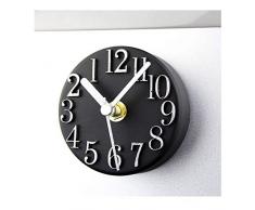 HJW Praktische Wandpendeluhren Wanduhr Non Ticking Batteriebetriebene Magnet Kühlschrank Küche Schwarz übersichtliches Design Kleine runde Aufkleber dekorativen Silent-Quarz Wanduhren
