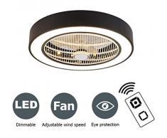 MZSG LED Pendelleuchte Mit Deckenventilator 80W, Deckenbeleuchtung Mit Fernbedienung Dimmbar, 3 Feilen Einstellbare Windgeschwindigkeit, Silent Invisible Fan Kronleuchter Ø50cm,Schwarz