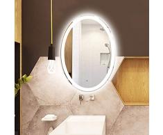 WLHER Badspiegel Mit LED Beleuchtung, Beleuchtet Oval Wandspiegel Lichtspiegel, Antibeschlag + IP44 Wasserdicht, Verwendet Für Badezimmer Schlafzimmer Make-Up, 60 * 80cm