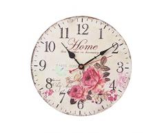 FOKOM 12Zoll 30cm Holz Lautlos Vintage Wanduhr Uhr Wall Clock ohne Tickgeräusche