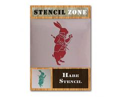 Kaninchen Hare Kette Uhr Mylar Airbrush Malerei Wand-Kunst-Handwerk-Schablone 1-S