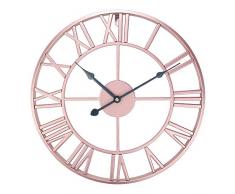 ufengke Rotgold Vintage Lautlos Wanduhr mit Große Römische Ziffern Nostalgie Metall Bader Quarzuhr Deko, Durchmesser 40cm