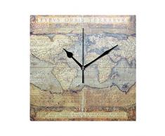 MONTOJ Antike Karte Dual Wecker rund Wanduhr Schreibtisch Uhr Standuhr