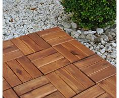 SAM® Holzfliese 02 Spar Set 11 Balkonfliesen Akazie Balkon Terrasse Fliese Holz Holzfliese geölt 30 x 30 cm
