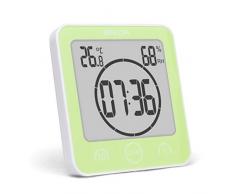 Naduew Digitale Thermo-Hygrometer, Wandhalterung wasserdichte Badezimmeruhr für Bad, Dusche, Küche