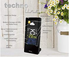 Technoline Wetterstation WS 6446 mit Farbdisplay, Innentemperatur, Außentemperatur, Luftfeuchte,Wettertendenzen, Temperaturtendenzen, hochkant