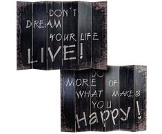 Mendler Foto-Paravent Vintage, Paravent Raumteiler Trennwand ~ 180x240cm, Spruch