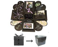Kreative Überraschung Box Explosions-Box DIY Geschenk Handgemachtes Scrapbook Zubehör Faltendes Fotoalbum mit 8 lustigen Karten+Aufkleber und andere Zubehör,Muttertag/Valentine Hochzeit Geschenk