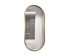 Taschen- und Armbanduhr Einfache Moderne Badezimmer Schmiedeeisen Badezimmerspiegel Nordic Residential Schlafzimmer Badezimmerspiegel Oval Dekorative Spiegel (Farbe: Gold, Größe: 40x80cm)