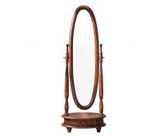 LRXG Ganzkörperspiegel,Vintage Antik Patina Holz-Rahmen Ovaler Viel Stauraum Freistehend Standspiegel Housewares Flurspiegel (Farbe : Dark Coffee Color)