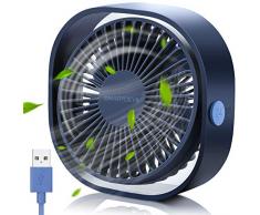 SmartDevil USB Ventilator,Handventilator Ventilator Klein PC Ventilator USB Mini Ventilator 3 Geschwindigkeiten,USB Lüfter Geräuscharm,USB Fan Einfach zu Tragen,für Büro,Zuhause und im Freien(Blau)