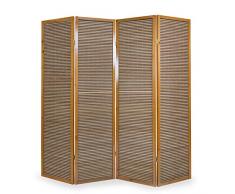 Homestyle4u 382, Paravent Raumteiler 4 teilig, Bambus Holz, Braun