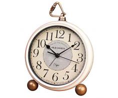 Attoe Weiß Tisch Uhr, Vintage Nicht Tisch Schreibtisch Wecker mit Lautem Alarm,Kein Ticken,Geräuschlos,Batteriebetrieben Quarzwerk, HD Glas für Schlafzimmer/Wohnzimmer/Kinder (Araber)