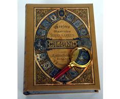 Goldhahn Briefmarkenalbum Einsteckalbum 60 Schwarze Seiten Nostalgie-Album Antik + GRATIS Lupe Briefmarken für Sammler