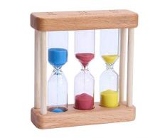 VOSAREA Holz Sanduhr 1 3 5 Minute Sand Hourglass Sandglass Timer Tischdeko für Spiele Kochen Maske Office Yoga Spielen Zähneputzen (Bunt)