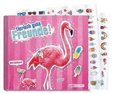 Freundebuch Schule für Mädchen [Flamingo] Hardcover Poesiealbum, liebevoll und witzig gestaltet - mit bunten Stickern! von Lernfreunde by Häfft | nachhaltig & klimaneutral