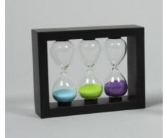 Teeuhr, Teatimer, Teesanduhr, 3,4,5 Minuten für den perfekten Tee oder auch als Eieruhr, Sanduhr, 3er Sanduhr im Holzrahmen schwarz