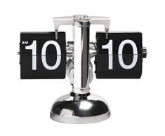 CSZZL Tischuhr Flip Uhr Retro Wecker Standuhr Schreibtisch Regal Design Uhr, Auto Flip Retro Tisch Uhren Metall, Europäischen Stil Dekoration Tischuhr（ 8,26 * 6,29 * 3,14in） schwarz