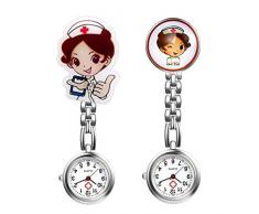 LANCARDO Uhren, Krankenschwester Armbanduhr FOB-Uhr Damen Taschenuhr Analog Quarzuhr aus Legierung LCD037P026 (2pcs)