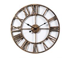 Wanduhr 3D, Likeluk 18zoll (47cm)Europäisch Quartz Lautlos Wanduhr ohne Ticken Vintage Handgemacht 3D Dekorative, Eisen