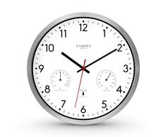 Cander Berlin MNU 3330 Weiße Funkwanduhr lautlos aus Aluminium mit Anzeige der Temperatur und Luftfeuchtigkeit 12 Zoll (Ø) 30,5 cm