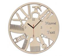 Wand Uhr Friseursalon Geschenke Geschenkartikel Eröffnung Geburtstag Friseurin Friseur mit Gravur aus Holz personalisiert