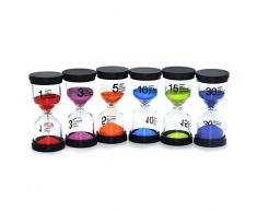 Sanduhren-Set, Zeitmesser / Timer für Kinder, Sanduhren, Glas, für Kinder, 1 Set mit 1 min, 3min, 5 min, 10 min 15 min 30 Min