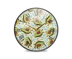 Mnsruu Badezimmer-Wanduhren Hula Hoop Avocado 24,1 cm dekorative Wanduhr tickt nicht leise Küchenuhr, mehrfarbig, 30,5 cm (12 Zoll)