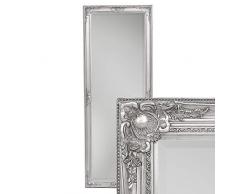 LEBENSwohnART Wandspiegel LEANDOS 180x70cm Silber Antik barock Design Spiegel pompös Facette