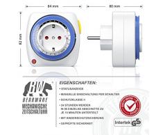 Bearware - 24h mechanische Zeitschaltuhr Plug in Timer - 96 Schaltsegmente - Schaltknopf für Ein Auto-Funktion - kompakte einfache Bedienweise - 3680W - integrierter Berührungsschutz