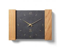 Natuhr Quartz Wanduhr Tischuhr Dachstein Holz, Eiche, Schiefer, geräuscharm, Made in Germany (Quartzuhr)