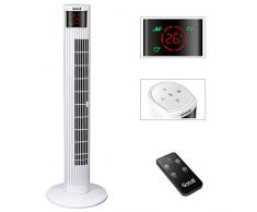Gotoll Turmventilator mit Fernbedienung, Oszillierender Säulenventilator mit Timer, Standventilator, Ventilator mit 3 Geschwindigkeitsstufen, Schwarz (Weiß-95.5CM)