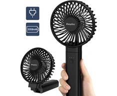 EasyAcc Handventilator,3350mAh USB Ventilator/Tragbarer Mini Lüfter Elektrischer - Aufladbarem Batterie Faltbar Kompatibel mit Laptop Multi Port Steckdose für Reisen und Zuhause,Schwarz