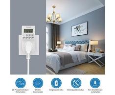 DEWENWILS Digitale Zeitschaltuhr Steckdose, Zeitschaltuhr Digital mit 20 konfigurierbaren Schaltprogramme, LCD Display, für Lampen, Ferienbeleuchtung und Haushaltsgeräte (16A / 3840W)