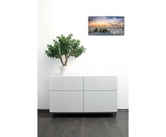 Kreative Feder Düne Sandstrand Meer Relax XXL Designer leise Funk Wanduhr Funkuhr modernes Design * Made in Germany* WA013FL (50x25cm)