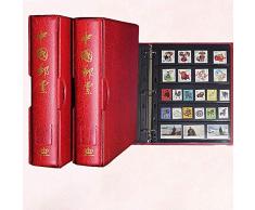 Kinhevao Album for Briefmarken, Briefmarkenalbum mit hohen Kapazität Leder Nähablauf Albums for Briefmarken Album, 20 Seiten, Einsteckblatt Briefmarken-Album, die roten Abdeckung