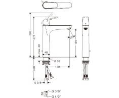 Hansgrohe Waschtisch-Einhebelmischer Focus mit Ablaufgarnitur, verchromt, 31608000