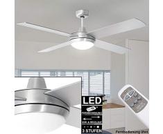 etc-shop Decken Ventilator Fernbedienung Wind Kühler Timer Lampe Silber 132 cm im Set inkl. LED Leuchtmittel