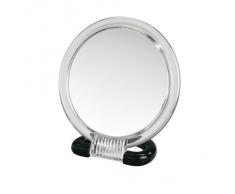 WENKO 3659010100 Kosmetik-Stand- und Handspiegel, Spiegelfläche ø 12.5cm, 300% Vergrößerung, Kunststoff, 15.5 x 17 x 7.5 cm, Transparent