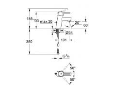 GROHE Concetto Einhand-Waschtischbatterie, mit Kette, reduzierter Wasserverbrauch 3220610E