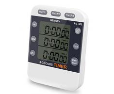 SZSMD Digitaler Küchentimer Kurzzeitmesser, 3-Kanal Elektronischer küche Timer, Magnetisch Timer mit LCD Display Count up/Down Stoppuhr