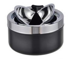 marion10020 Klapp-Aschenbecher Klappaschenbecher Ascher Klappascher Windaschenbecher, aus verchromtem Metall, Silber/schwarz