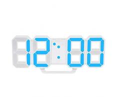 Cikuso Multifunktions LED Uhr Gro？e LED Digital Wanduhr 12H / 24H Zeit Anzeige mit Weck und Schlummer Funktion Helligkeit Einstellbar