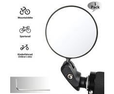 DreiWasser Fahrradspiegel, Fahrradlenker End Halterung, Fahrrad-Rückfahrlicht, 360 Grad Drehbar, Weitwinkel Spiegel, Blendfreies Glas, Robust und Langlebig für Mountainbike (1)
