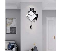 CAO-Decor Große Wanduhr Batteriebetriebene Pendelwanduhr Stille Unregelmäßige Digital-Mode-Design Holz Home Decoration für Wohnzimmer Schlafzimmer Küche Büro-Schule
